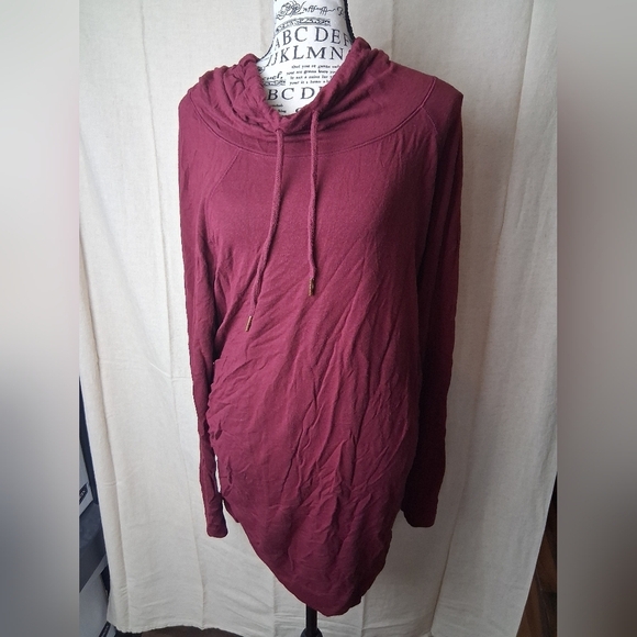 Isabel Maternity by Ingrid & Isabel Tops - Isabel Maternity Burgundy Drawstring Top Large